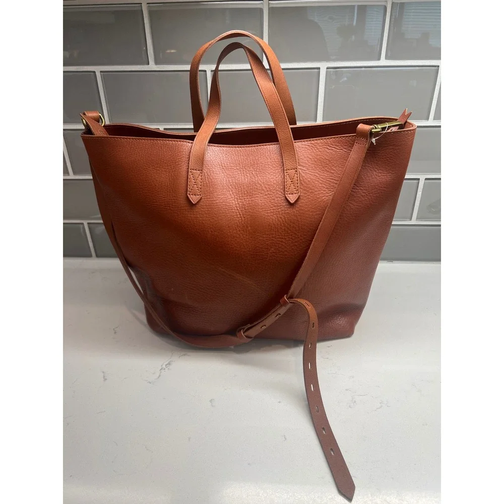 Madewell The Zip-Top Transport Carryall Transport Tote English Saddle Leather